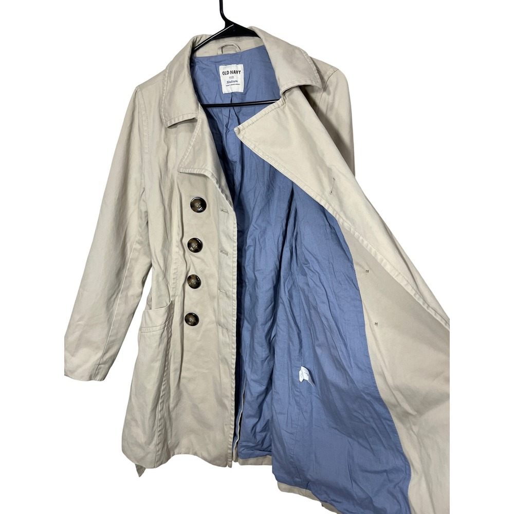 Old Navy Womens Coat Belted Double Breasted Beige Jacket Medium - Picture 5 of 9